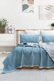 L'essentiel linge de maison Alda - Juego de colcha doble Azul